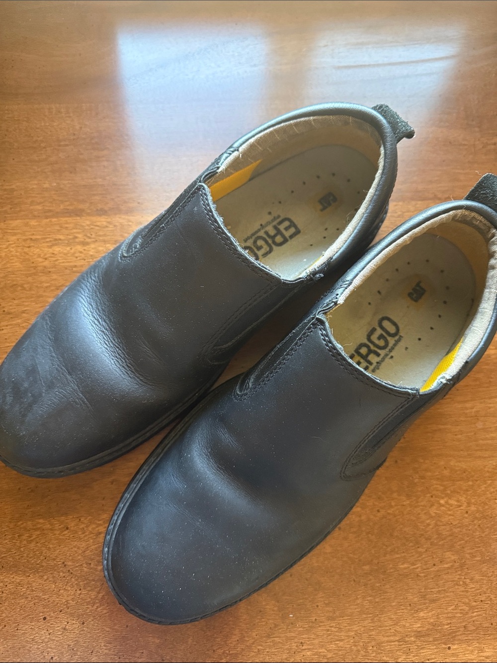 Caterpillar Black Slip-On Steel Toe Shoes Oil Resistant